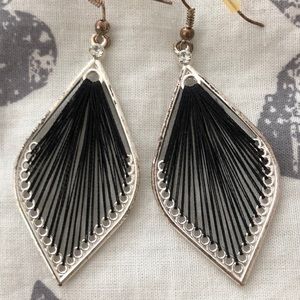 Black & silver teardrop earrings